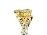 Yellow gold Fancy Yellow Pear Cut Diamond  Halo Twist Band Solitaire Prong Setting Ring_47