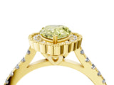 Yellow gold Fancy Yellow Pear  Cut Diamond Milgrain Floral Halo Engagement Ring with Pavé Band_19