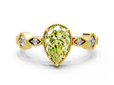 Yellow gold Fancy Yellow Pear  Cut Diamond Milgrain Marquise Band with Prong Setting_3