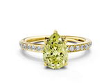 Yellow gold Fancy Yellow Pear  Cut Diamond Pavé Band Ring with Four-Prong Setting_22