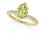 Yellow gold Fancy Yellow Pear  Cut Diamond Pavé Band Ring with Four-Prong Setting_23