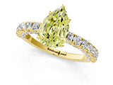Yellow gold Fancy Yellow Pear Cut Diamond Pavé Band Solitaire Ring with Prong Setting_77