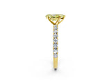 Yellow gold Fancy Yellow Pear Cut Diamond Pavé Band Solitaire Ring with Prong Setting_78