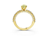 Yellow gold Fancy Yellow Pear Cut Diamond Pavé Band Solitaire Ring with Prong Setting_79