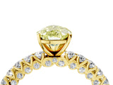 Yellow gold Fancy Yellow Pear Cut Diamond Pavé Band Solitaire Ring with Prong Setting_80