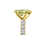 Yellow gold Fancy Yellow Pear Cut Diamond Pavé Band Solitaire Ring with Prong Setting_81
