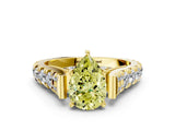 Yellow gold Fancy Yellow Pear  Cut Diamond Pavé Band Solitaire with Four-Prong Setting_15