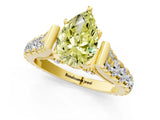 Yellow gold Fancy Yellow Pear  Cut Diamond Pavé Band Solitaire with Four-Prong Setting_16