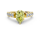 Yellow gold Fancy Yellow Pear  Cut Diamond Pavé Band Solitaire with Four-Prong Setting_3