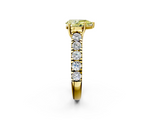 Yellow gold Fancy Yellow Pear  Cut Diamond Pavé Band Solitaire with Four-Prong Setting_5