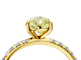 Yellow gold Fancy Yellow Pear  Cut Diamond Pavé Band Solitaire with Four-Prong Setting_7