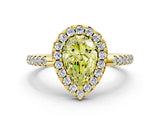 Yellow gold Fancy Yellow Pear Cut Diamond Pavé Halo Ring with Four-Prong Setting_36