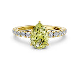 Yellow gold Fancy Yellow Pear Cut Diamond Pavé Solitaire Engagement Ring with Four-Prong Setting_84