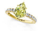 Yellow gold Fancy Yellow Pear Cut Diamond Pavé Solitaire Engagement Ring with Four-Prong Setting_85