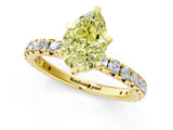 Yellow gold Fancy Yellow Pear Cut Diamond Pavé Solitaire Ring with Round Band and Prong Setting_13