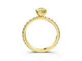 Yellow gold Fancy Yellow Pear Cut Diamond Pavé Solitaire Ring with Round Band and Prong Setting_15