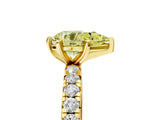 Yellow gold Fancy Yellow Pear Cut Diamond Pavé Solitaire Ring with Round Band and Prong Setting_17
