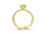 Yellow gold Fancy Yellow Pear Cut Diamond Pavé Solitaire Ring with Round Band and Prong Setting_27