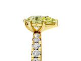 Yellow gold Fancy Yellow Pear Cut Diamond Pavé Solitaire Ring with Round Band and Prong Setting_29