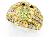Yellow gold Fancy Yellow Pear Cut Diamond Pave Art Deco Split Shank Ring with Four-Prong Setting_1