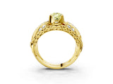 Yellow gold Fancy Yellow Pear Cut Diamond Pave Art Deco Split Shank Ring with Four-Prong Setting_3