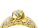 Yellow gold Fancy Yellow Pear Cut Diamond Pave Art Deco Split Shank Ring with Four-Prong Setting_4