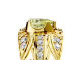 Yellow gold Fancy Yellow Pear Cut Diamond Pave Art Deco Split Shank Ring with Four-Prong Setting_5