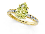 Yellow gold Fancy Yellow Pear Cut Diamond Pave Band Solitaire Ring with Four-Prong Setting_59