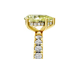 Yellow gold Fancy Yellow Pear Cut Diamond Pave Band Solitaire Ring with Four-Prong Setting_63