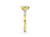 Yellow gold Fancy Yellow Pear  Cut Diamond Ring with Baguette Side Stones, Channel Set Band, and Four-Prong Setting_26