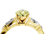 Yellow gold Fancy Yellow Pear  Cut Diamond Ring with Baguette Side Stones, Channel Set Band, and Four-Prong Setting_28