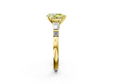 Yellow gold Fancy Yellow Pear  Cut Diamond Ring with Baguette Side Stones, Channel Set Band, and Four-Prong Setting_5