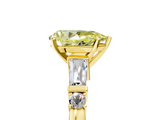 Yellow gold Fancy Yellow Pear  Cut Diamond Ring with Baguette Side Stones, Channel Set Band, and Four-Prong Setting_8