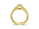 Yellow gold Fancy Yellow Pear Cut Diamond Ring with Milgrain Pavé Band and Four-Prong Setting_22