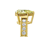 Yellow gold Fancy Yellow Pear Cut Diamond Ring with Milgrain Pavé Band and Four-Prong Setting_24