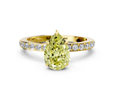 Yellow gold Fancy Yellow Pear  Cut Diamond Ring with Pavé Band and Four-Prong Setting_54