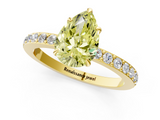 Yellow gold Fancy Yellow Pear  Cut Diamond Ring with Pavé Band and Four-Prong Setting_55