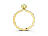 Yellow gold Fancy Yellow Pear  Cut Diamond Ring with Pavé Band and Four-Prong Setting_57