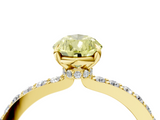 Yellow gold Fancy Yellow Pear  Cut Diamond Ring with Pavé Band and Four-Prong Setting_58
