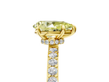 Yellow gold Fancy Yellow Pear  Cut Diamond Ring with Pavé Band and Four-Prong Setting_59