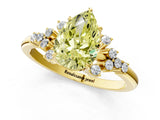 Yellow gold Fancy Yellow Pear Cut Diamond Ring with Side Stones and Four-Prong Setting_131