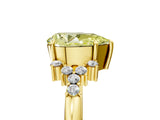 Yellow gold Fancy Yellow Pear Cut Diamond Ring with Side Stones and Four-Prong Setting_135