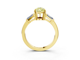 Yellow gold Fancy Yellow Pear  Cut Diamond Ring with Tapered Baguette Side Stones in Four-Prong Setting_6