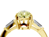 Yellow gold Fancy Yellow Pear  Cut Diamond Ring with Tapered Baguette Side Stones in Four-Prong Setting_7