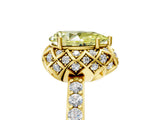 Yellow gold Fancy Yellow Pear Cut Diamond Scalloped Halo Engagement Ring with Round Shared Prong Band_17