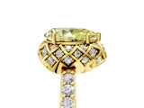 Yellow gold Fancy Yellow Pear Cut Diamond Scalloped Halo Engagement Ring with Round Shared Prong Band_29