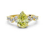 Yellow gold Fancy Yellow Pear Cut Diamond Scattered Round Accent Ring with Prong Setting_12