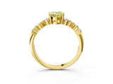 Yellow gold Fancy Yellow Pear Cut Diamond Scattered Round Accent Ring with Prong Setting_15