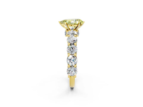 Yellow gold Fancy Yellow Pear Cut Diamond Side Stone Engagement Ring with Four-Prong Setting_38
