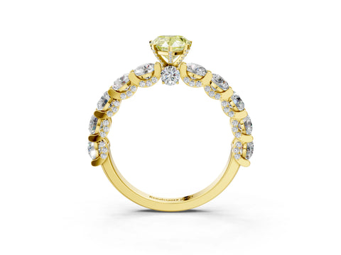 Yellow gold Fancy Yellow Pear Cut Diamond Side Stone Engagement Ring with Four-Prong Setting_39